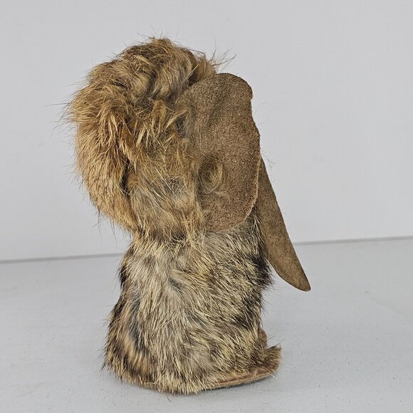 Vintage Handmade Fur Leather Suede Elephant Mammoth Figurine Poland - Picture 4 of 8